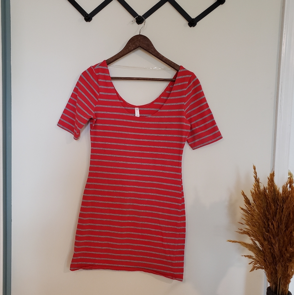 Medium, red and grey striped Xhilaration dress